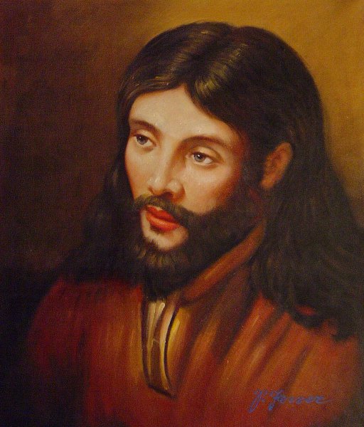 The Head Of Christ. The painting by Rembrandt van Rijn