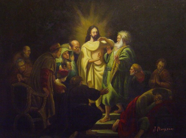 The Incredulity Of St Thomas. The painting by Rembrandt van Rijn
