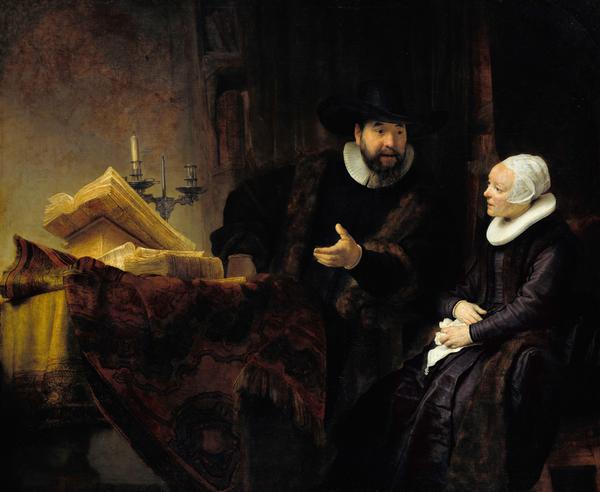 The Mennonite Preacher Anslo and his Wife. The painting by Rembrandt van Rijn