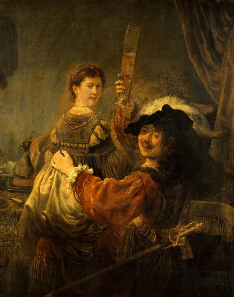 The Prodigal Son in the Tavern. The painting by Rembrandt van Rijn