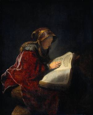 The Prophetess Anna (Rembrandt's Mother), Rembrandt van Rijn, Art Paintings