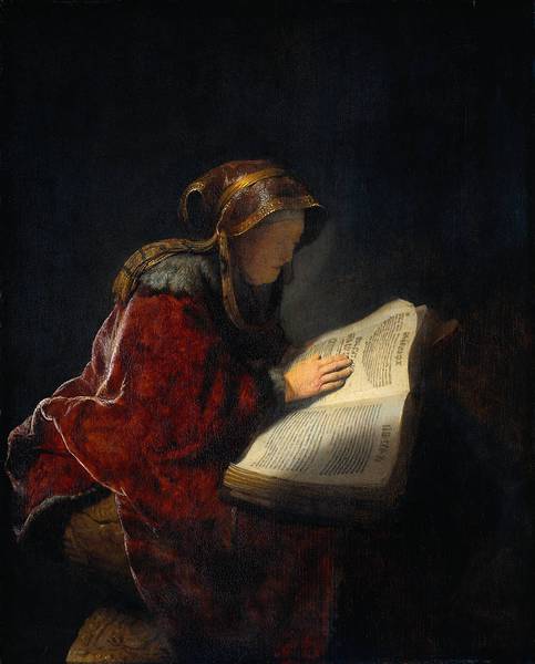 The Prophetess Anna (Rembrandt's Mother). The painting by Rembrandt van Rijn