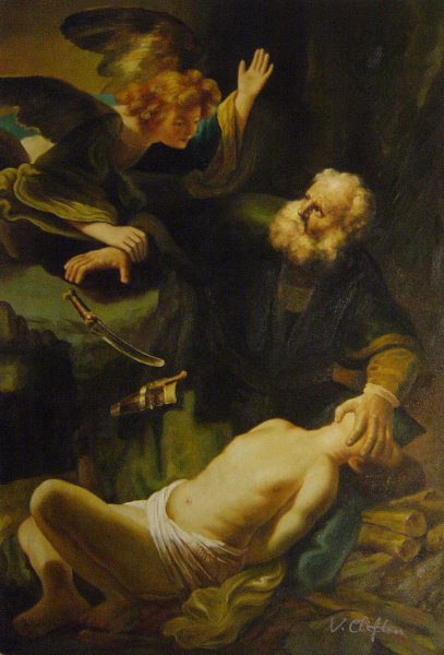 The Sacrifice Of Abraham. The painting by Rembrandt van Rijn