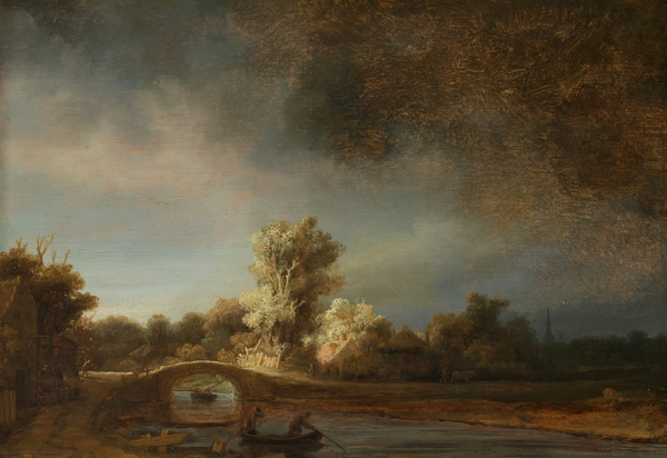 The Stone Bridge. The painting by Rembrandt van Rijn