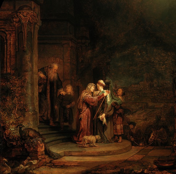 The Visitation. The painting by Rembrandt van Rijn