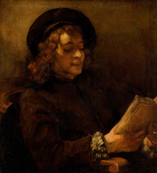 Titus van Rijn, the Artist's Son, Reading. The painting by Rembrandt van Rijn