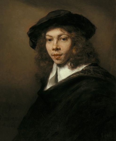 Young Man in a Black Beret. The painting by Rembrandt van Rijn
