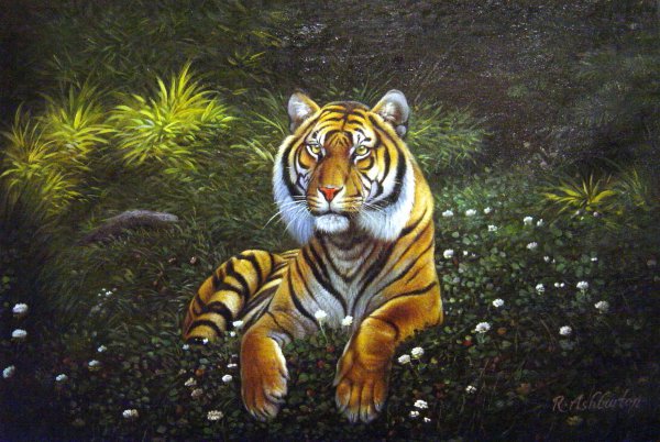 Resting Bengal Tiger. The painting by Our Originals