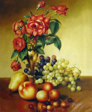Robert Dunning, Still Life With Roses And Fruit, Art Reproduction
