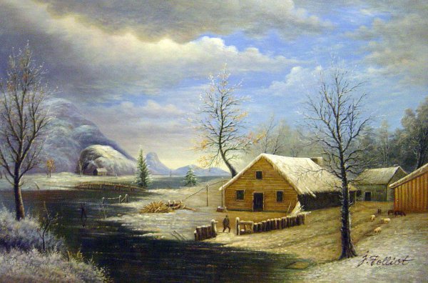 A Winter Scene. The painting by Robert Scott Duncanson
