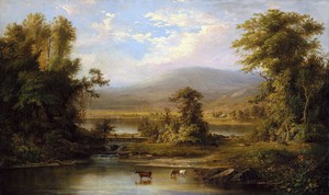 Robert Scott Duncanson, Landscape with Cows Watering in a Stream, Painting on canvas