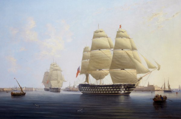 HMS Queen. The painting by Robert Strickland Thomas