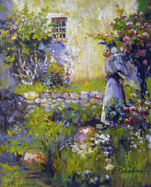 Peasant Garden. The painting by Robert Vonnoh