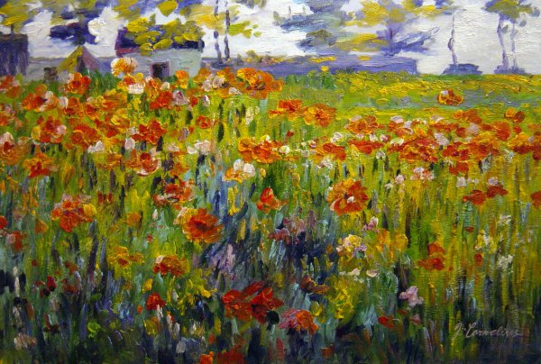 Poppies In France. The painting by Robert Vonnoh