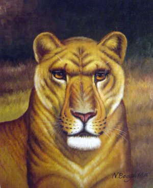 Rosa Bonheur, Head Of A Lioness, Painting on canvas
