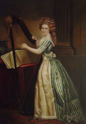 Rose Adelaide Ducreux, A Self-Portrait With A Harp, Painting on canvas