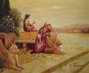 Rudolph Ernst, Elegant Arab Ladies On A Terrace At Sunset, Painting on canvas