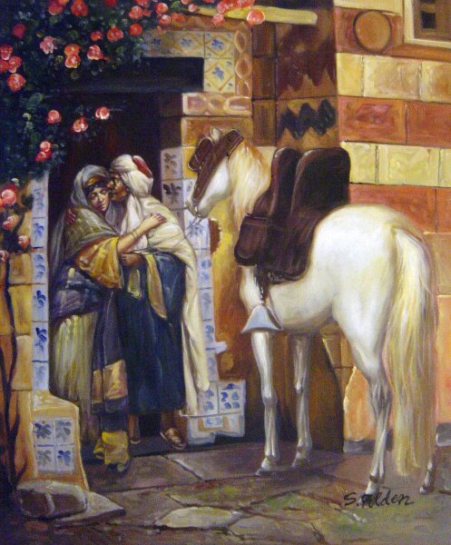 Embracing In A Doorway. The painting by Rudolph Ernst