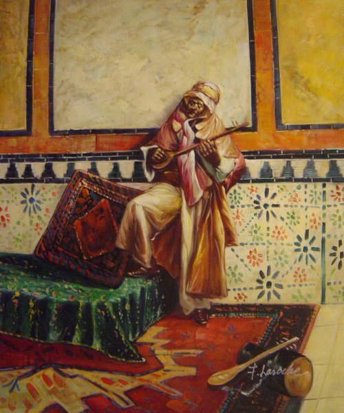 Gnaoua In A North African Interior. The painting by Rudolph Ernst