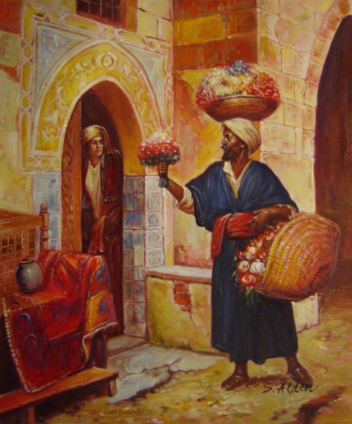 The Flower Merchant. The painting by Rudolph Ernst