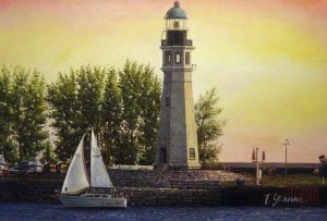 Sailing Past The Lighthouse, Our Originals, Art Paintings