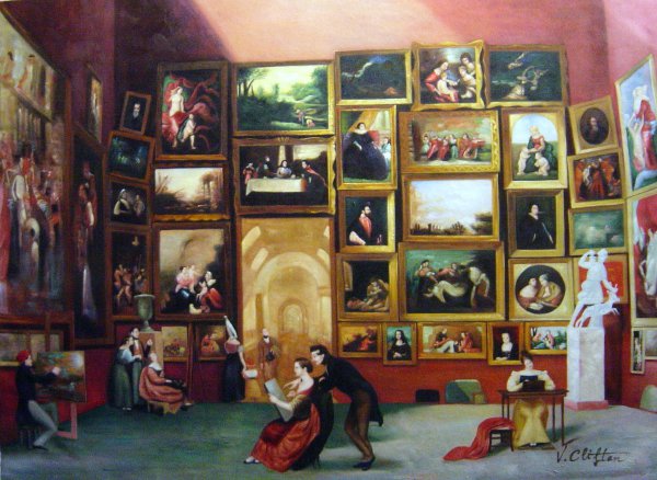 Gallery Of The Louvre. The painting by Samuel F. B. Morse