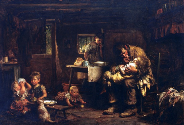 The Widower, 1875. The painting by Samuel Luke Fildes