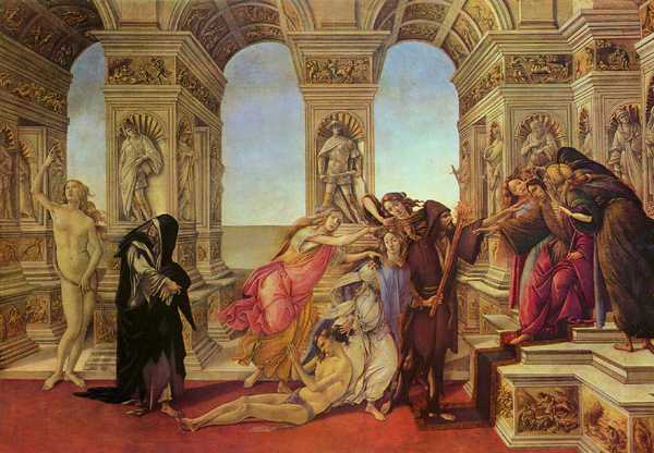 Calumny of Apelles. The painting by Sandro Botticelli
