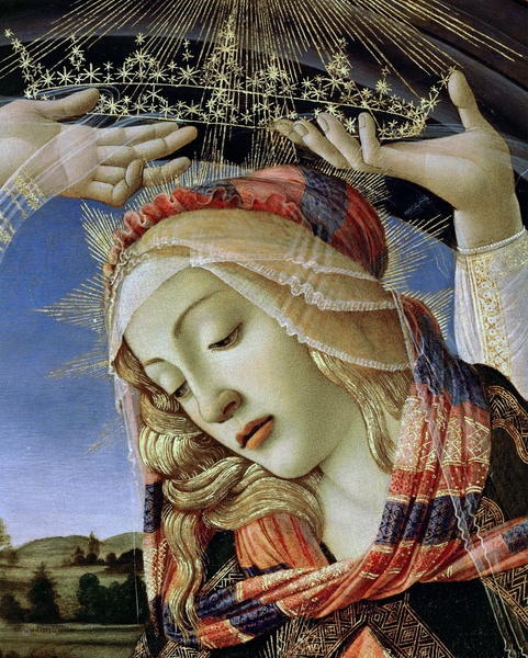 Magnificat Madonna (detail). The painting by Sandro Botticelli