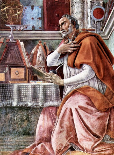 Saint Augustine in His Study. The painting by Sandro Botticelli
