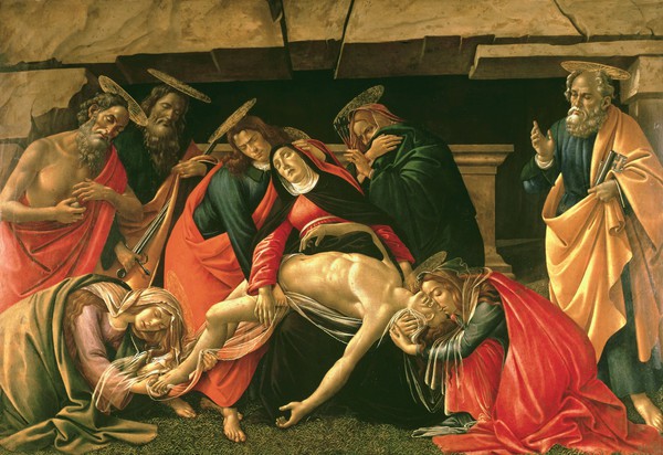The Lamentation over the Dead Christ. The painting by Sandro Botticelli