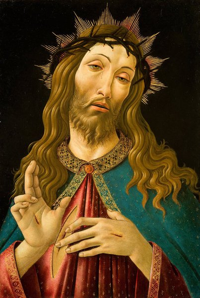 The Man of Sorrows. The painting by Sandro Botticelli