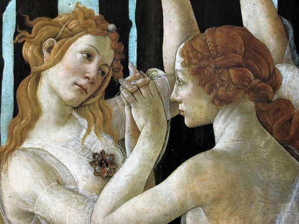 The Three Graces (Detail from La Primavera). The painting by Sandro Botticelli