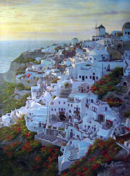 Santorini Sunset. The painting by Our Originals