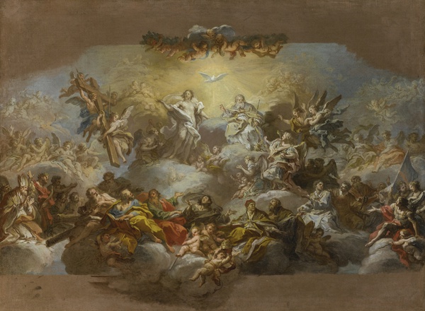 The Holy Trinity and Saints in Glory. The painting by Sebastiano Conca