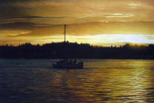 Our Originals, Serene Sailing At Sunset, Painting on canvas