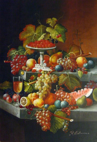 Fruit Composition With Tazza Of Strawberries. The painting by Severin Roesen