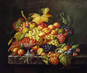 Severin Roesen, Natures Bounty, Painting on canvas