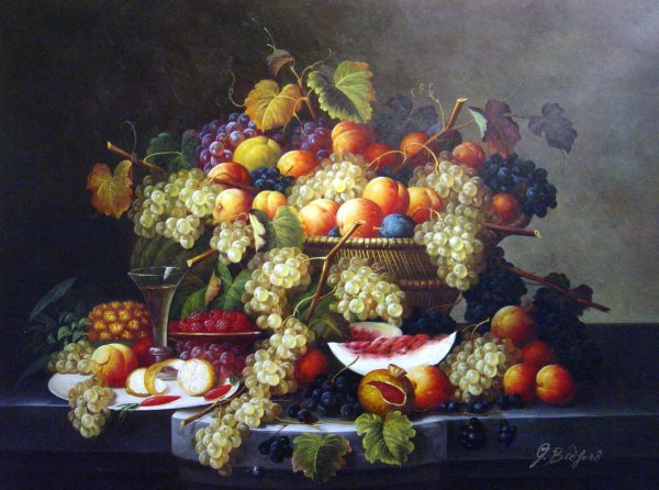 Still Life With Fruit. The painting by Severin Roesen