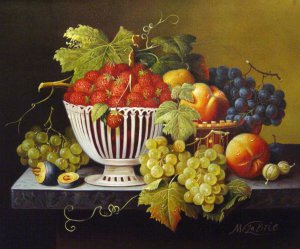 Severin Roesen, Still Life With Strawberry Basket, Art Reproduction
