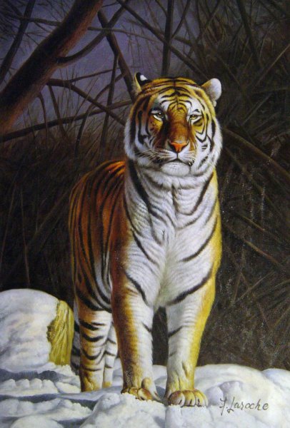Siberian Tiger In The Snow. The painting by Our Originals