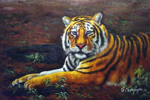 Siberian Tiger Resting. The painting by Our Originals