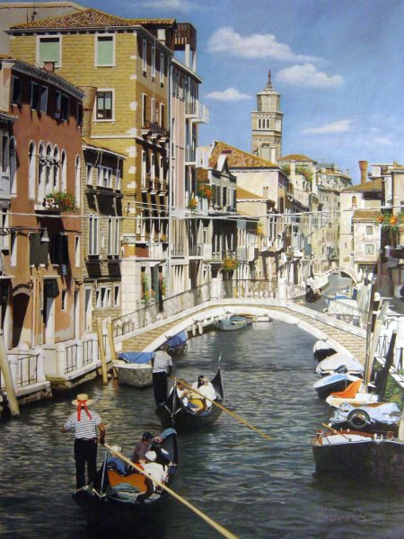 Sightseeing On The Venice Canals. The painting by Our Originals