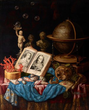 Simon Renard De Saint Andre, Vanitas Still Life 3, Painting on canvas