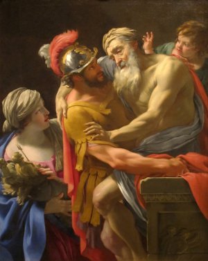 Reproduction oil paintings - Simon Vouet - Aeneas and his Father Fleeing Troy