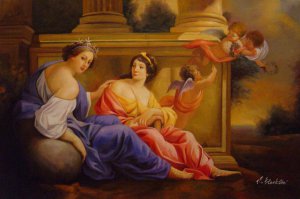 Simon Vouet, The Muses Urania And Calliope, Painting on canvas