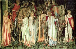 Sir Edward Coley Burne-Jones, The Arming and Departure of the Knights of the Round Table, Painting on canvas