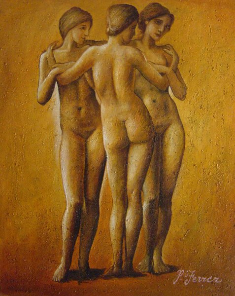 The Three Graces. The painting by Sir Edward Coley Burne-Jones