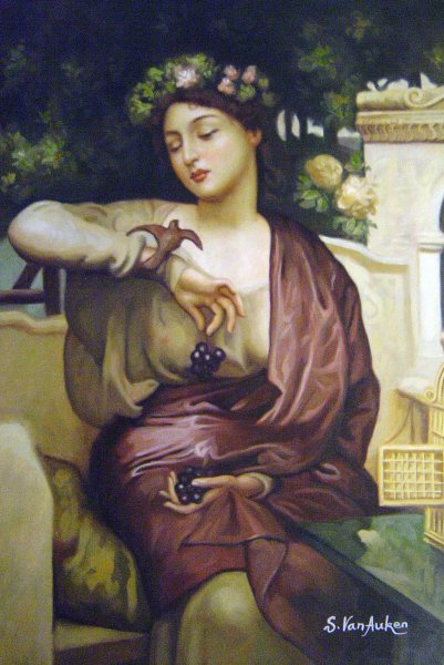 Libra And Her Sparrow. The painting by Sir Edward John Poynter