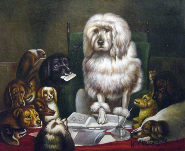 Laying Down The Law. The painting by Sir Edwin Henry Landseer